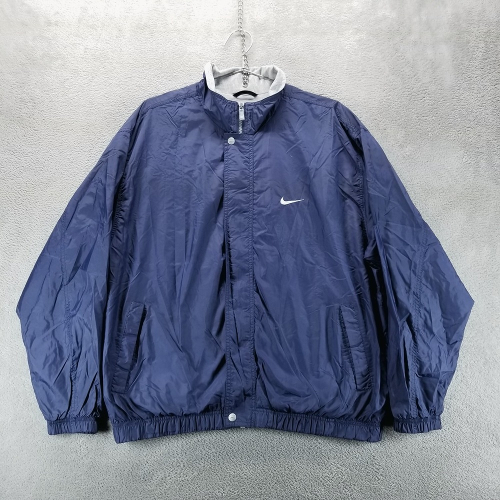 VTG Nike Jacket Mens L Blue Track Windbreaker 90s‎ Full Zip Lined Nylon